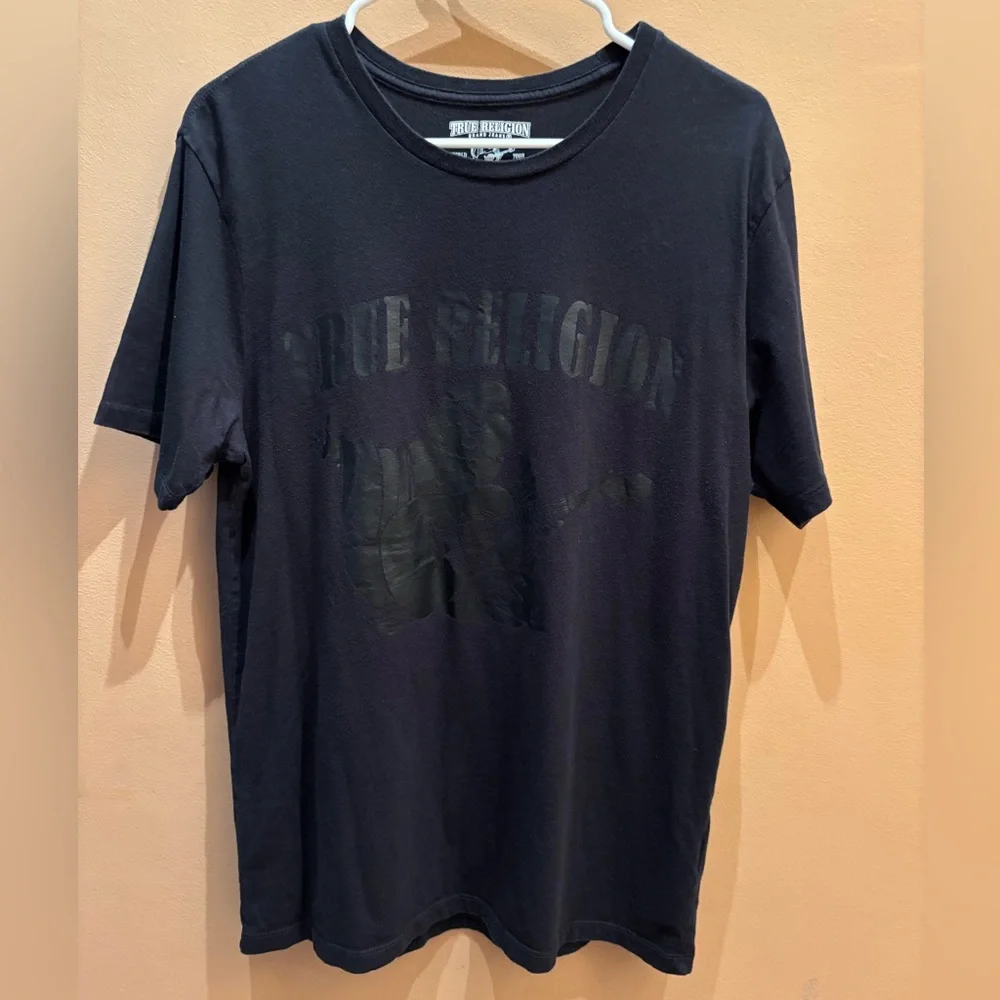 True Religion Short sleeve t-shirt featuring a tonal Buddha Logo graphic Size M